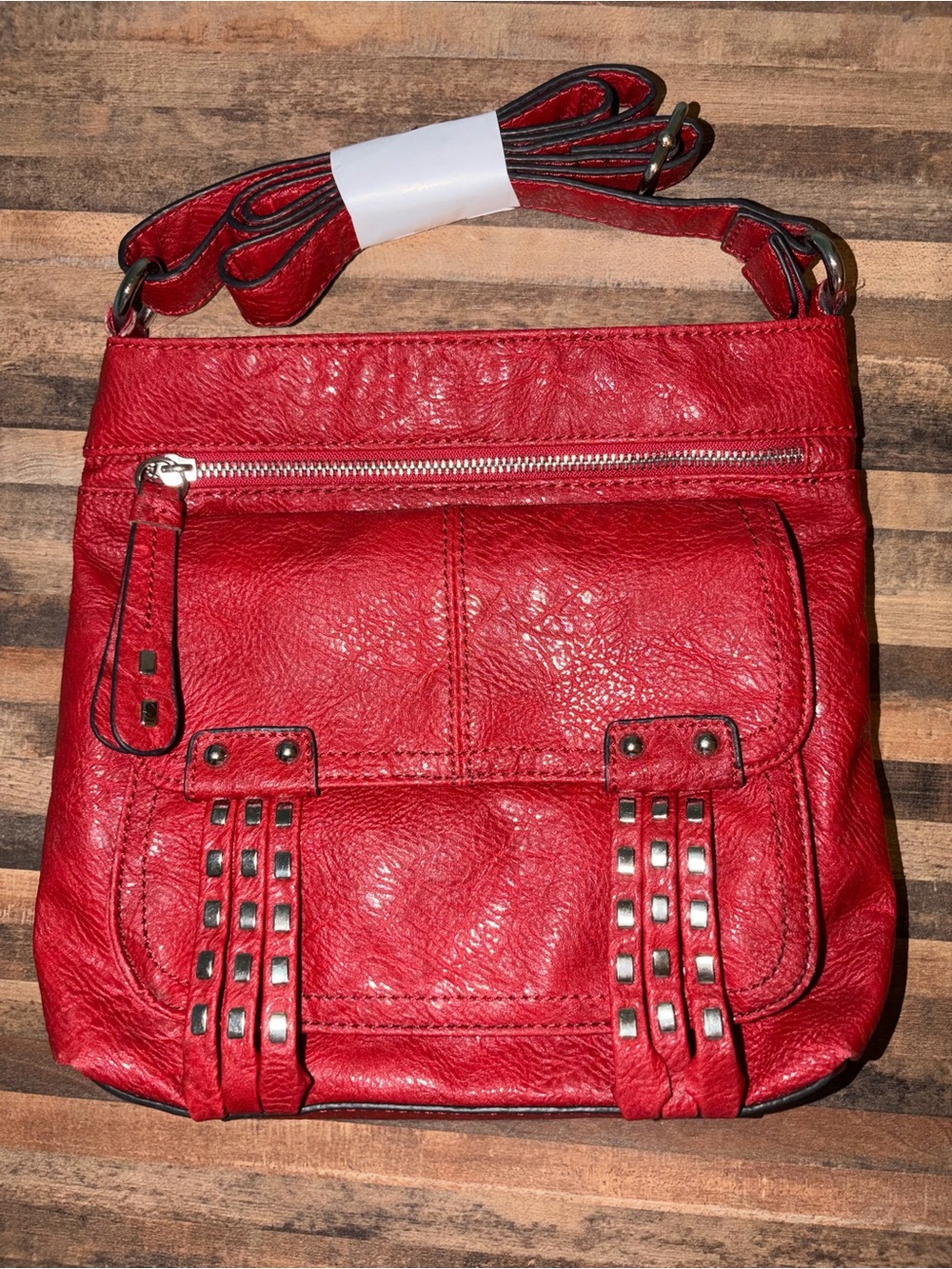 Jessica Simpson Red Studded Crossbody Bag